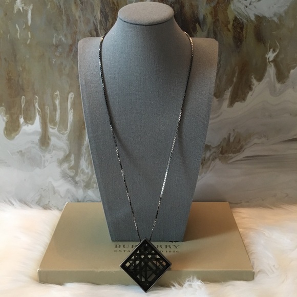 Burberry Large Nova Check Black Gunmetal Necklace - Picture 6 of 7